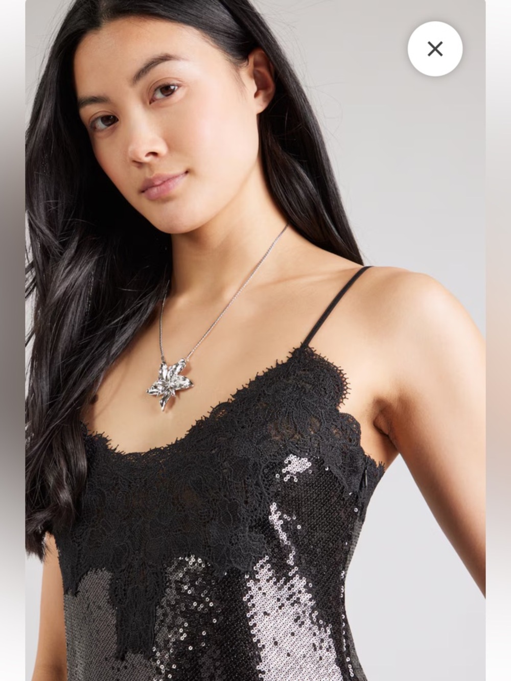 The Kooples ROBE - COCKTAIL DRESS / PARTY DRESS - BLACK Sequin & lace luxe maxi